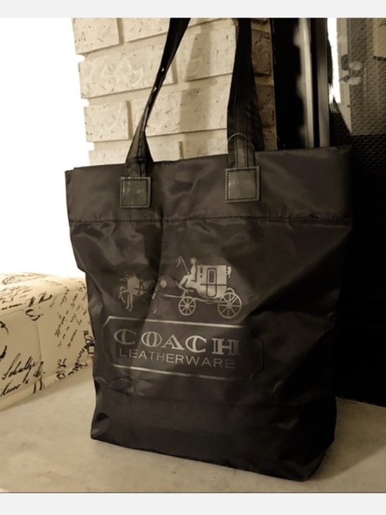 COACH Nylon Shoppers Black Tote Bag - Picture 1 of 9